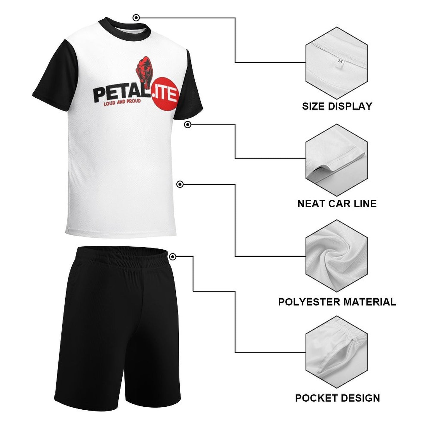 Petalite T-shirt Shorts Set White and Black