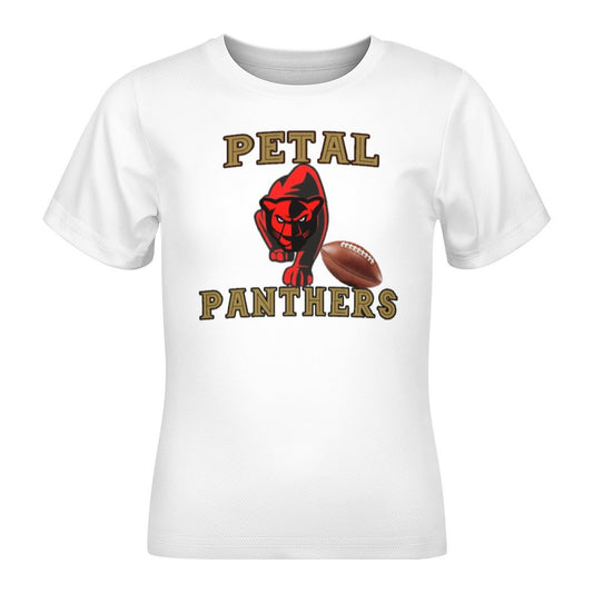 Petal Panther Football Short Sleeve Kid's T-Shirt -White