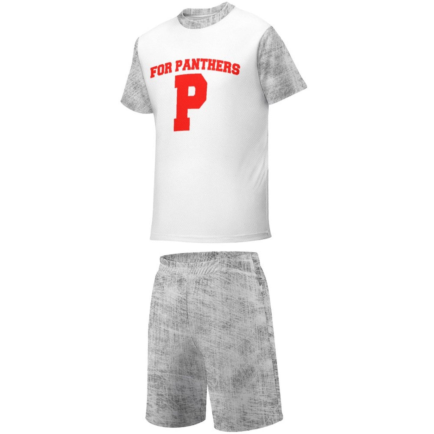 Petal P for Panthers White and Gray T-shirt Shorts Set