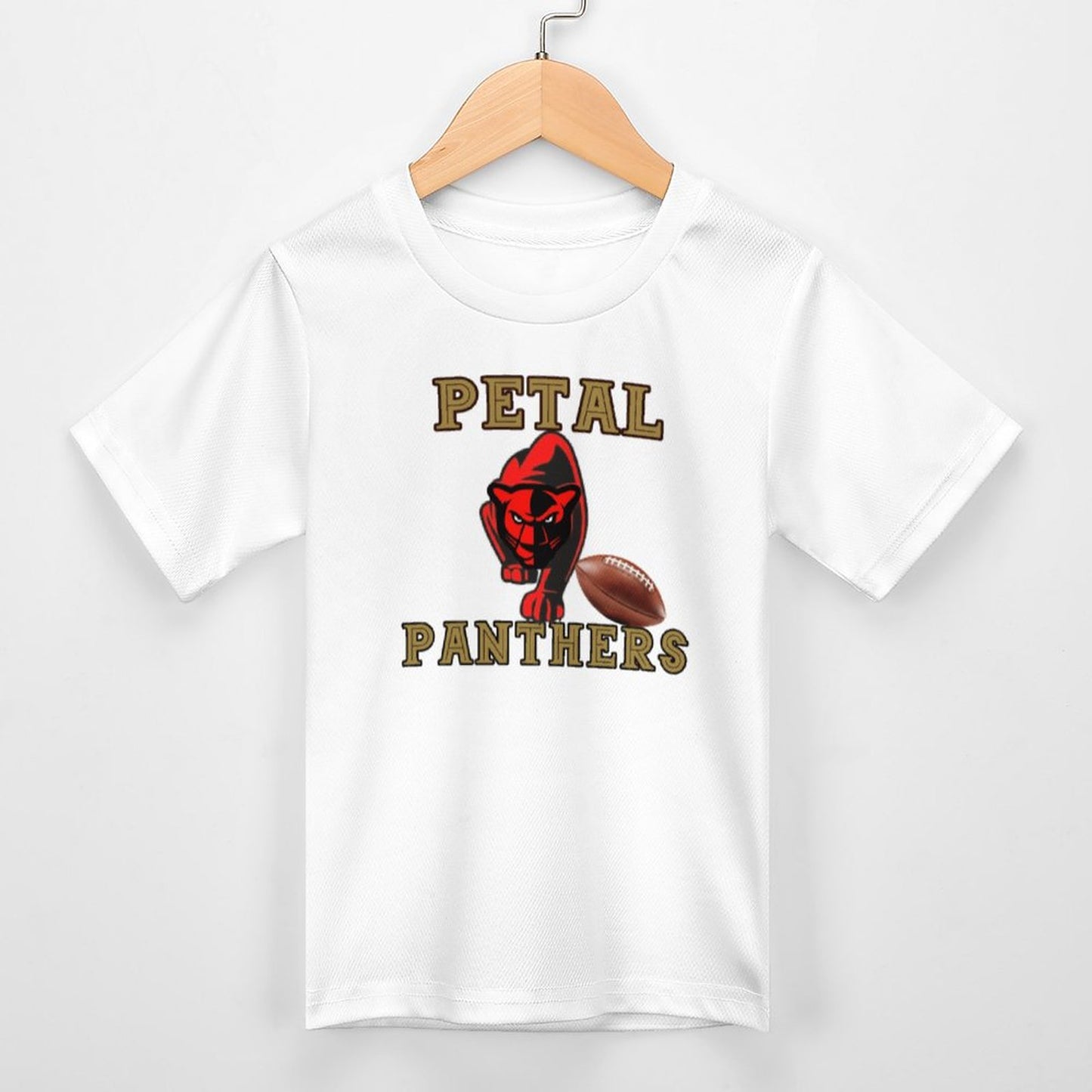 Petal Panther Football Short Sleeve Kid's T-Shirt -White