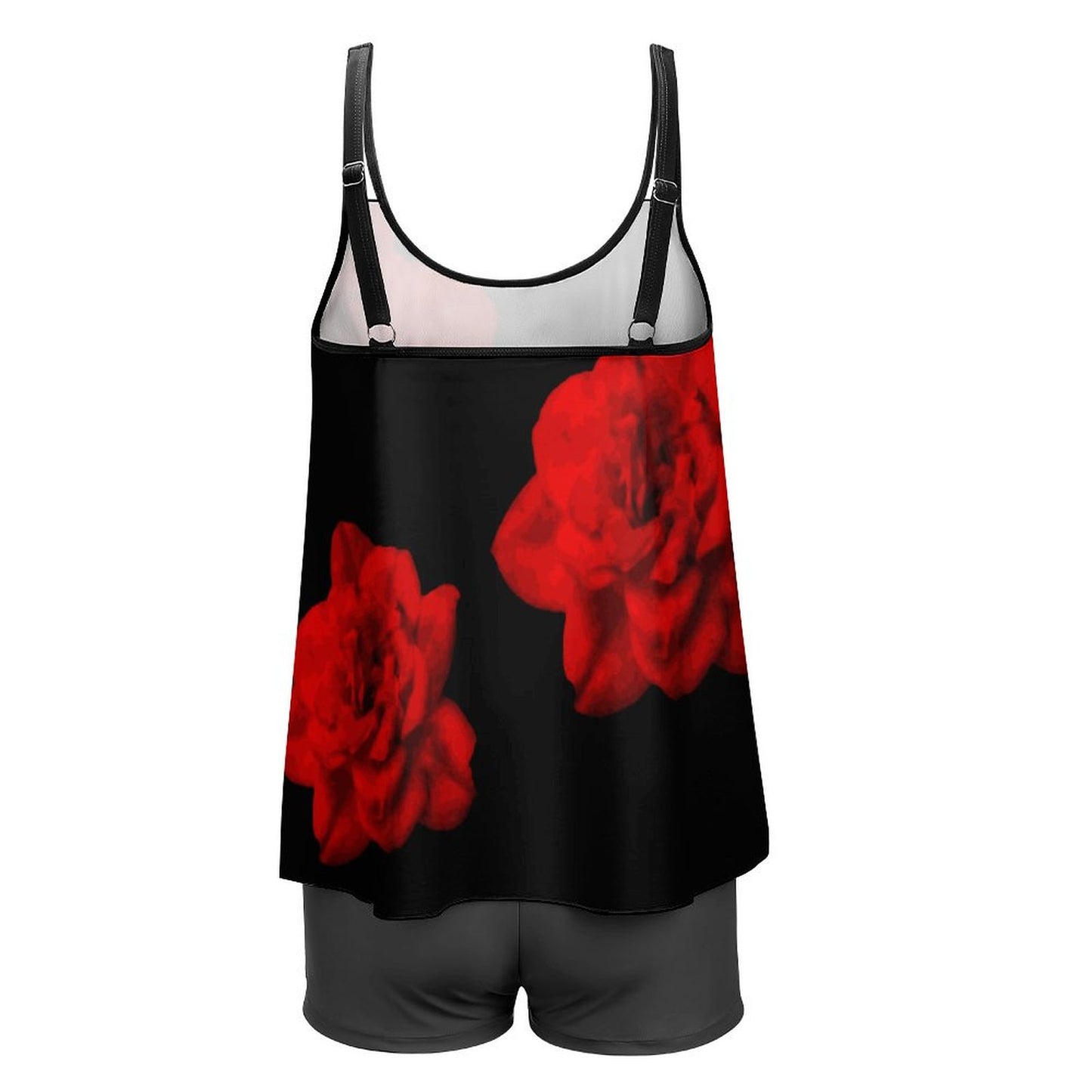 Velvet Red Rose Tankini Two Piece Swimsuits