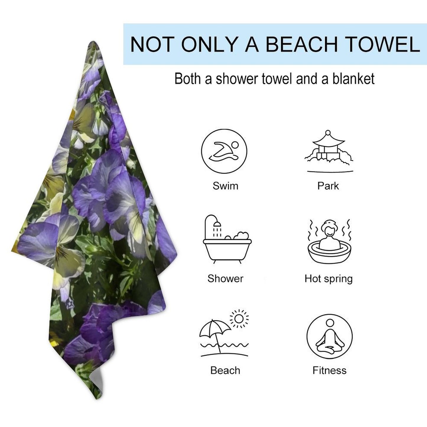 Viola Pansy Beach Towel