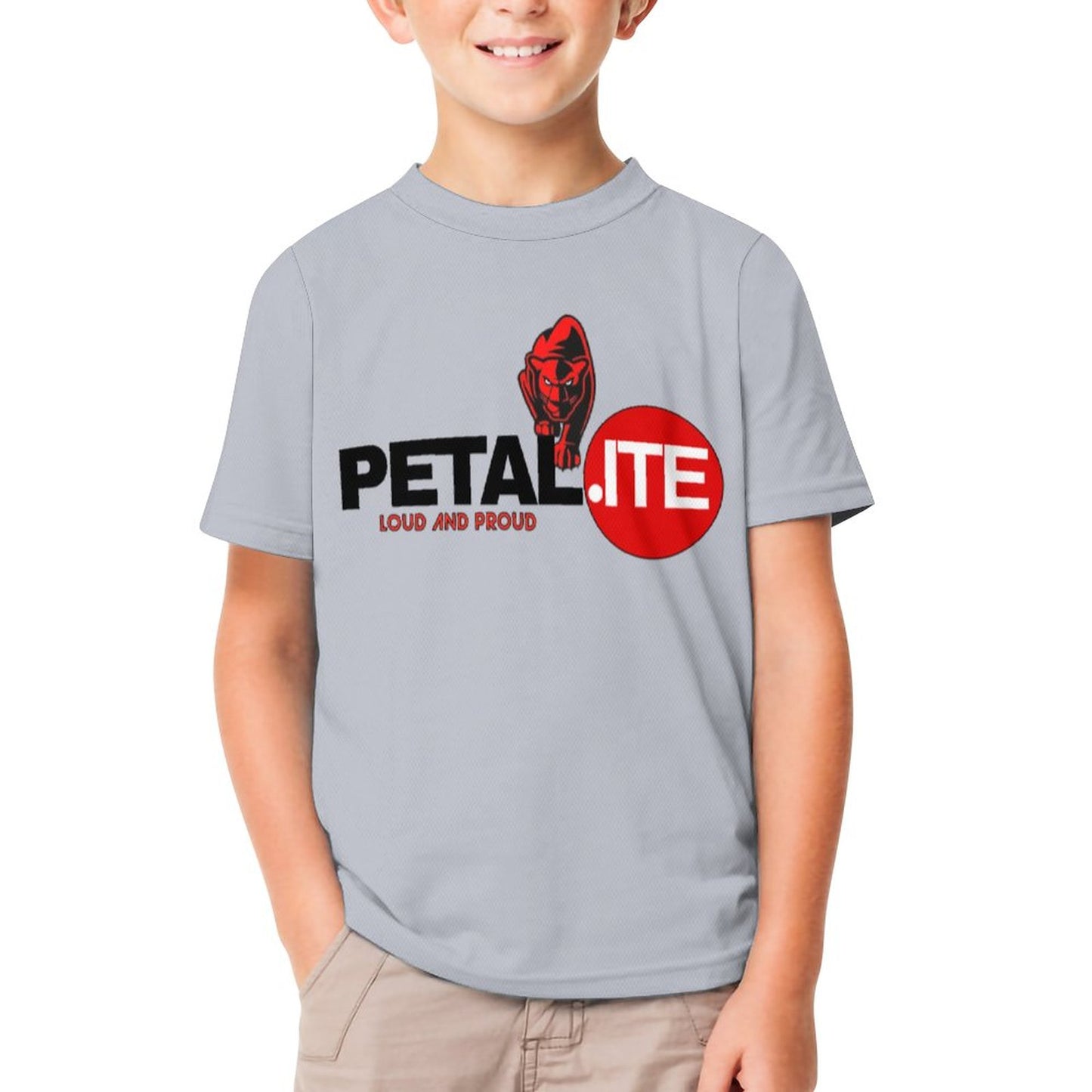 Petalite Short Sleeve Kid's T-Shirt-Gray - Unisex