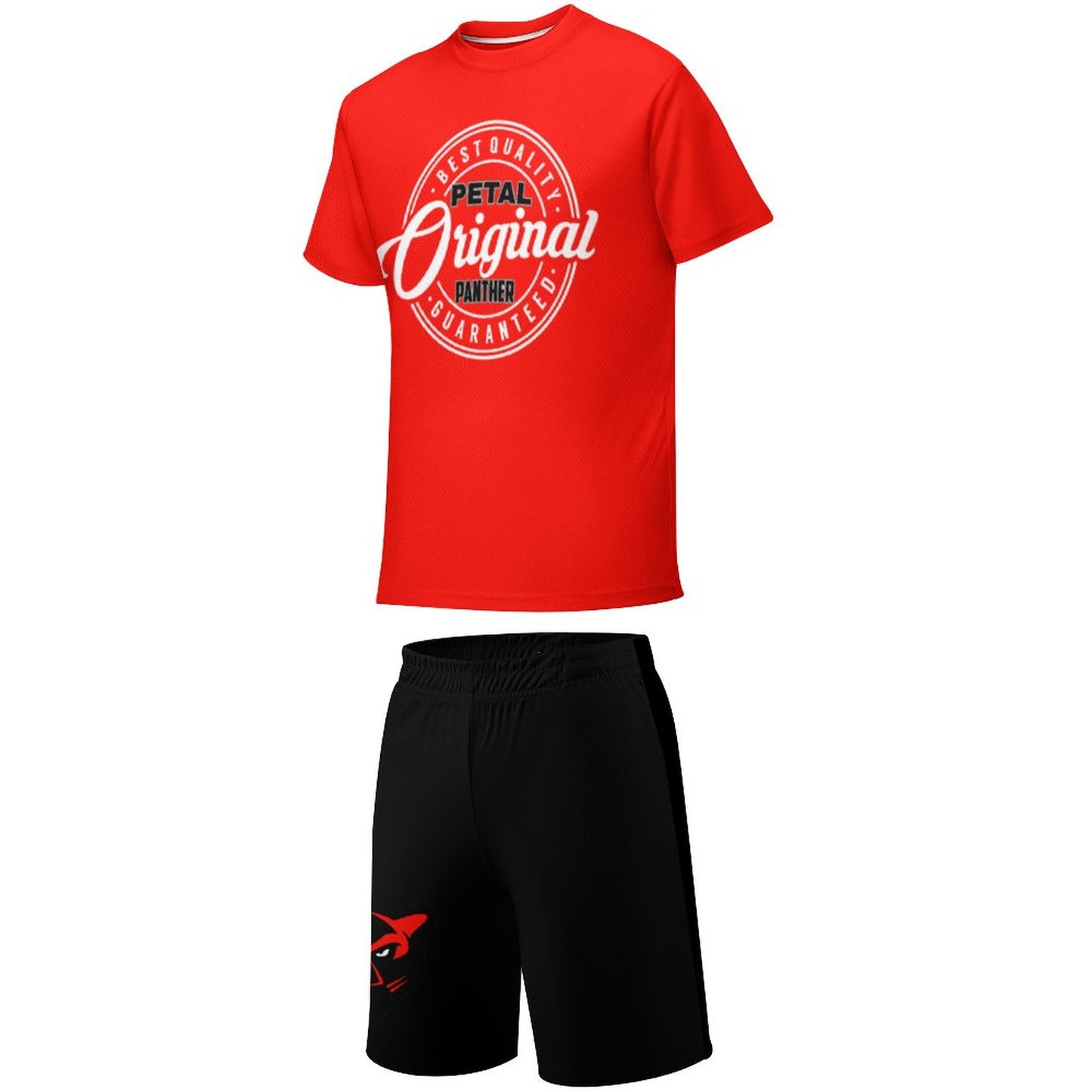 Petal Panther Original logo Red T-shirt and Black Shorts Set