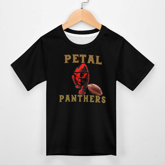 Petal Panther Football Short Sleeve Kid's T-Shirt-Black