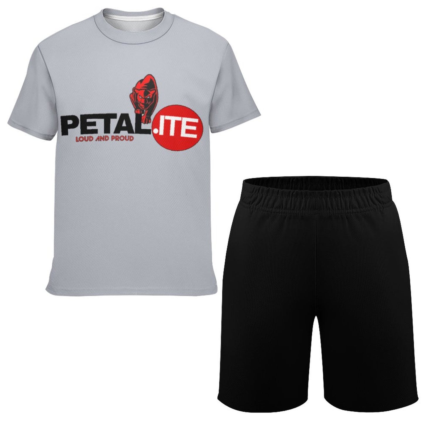 Petalite T-shirt Shorts Set -Gray and Black