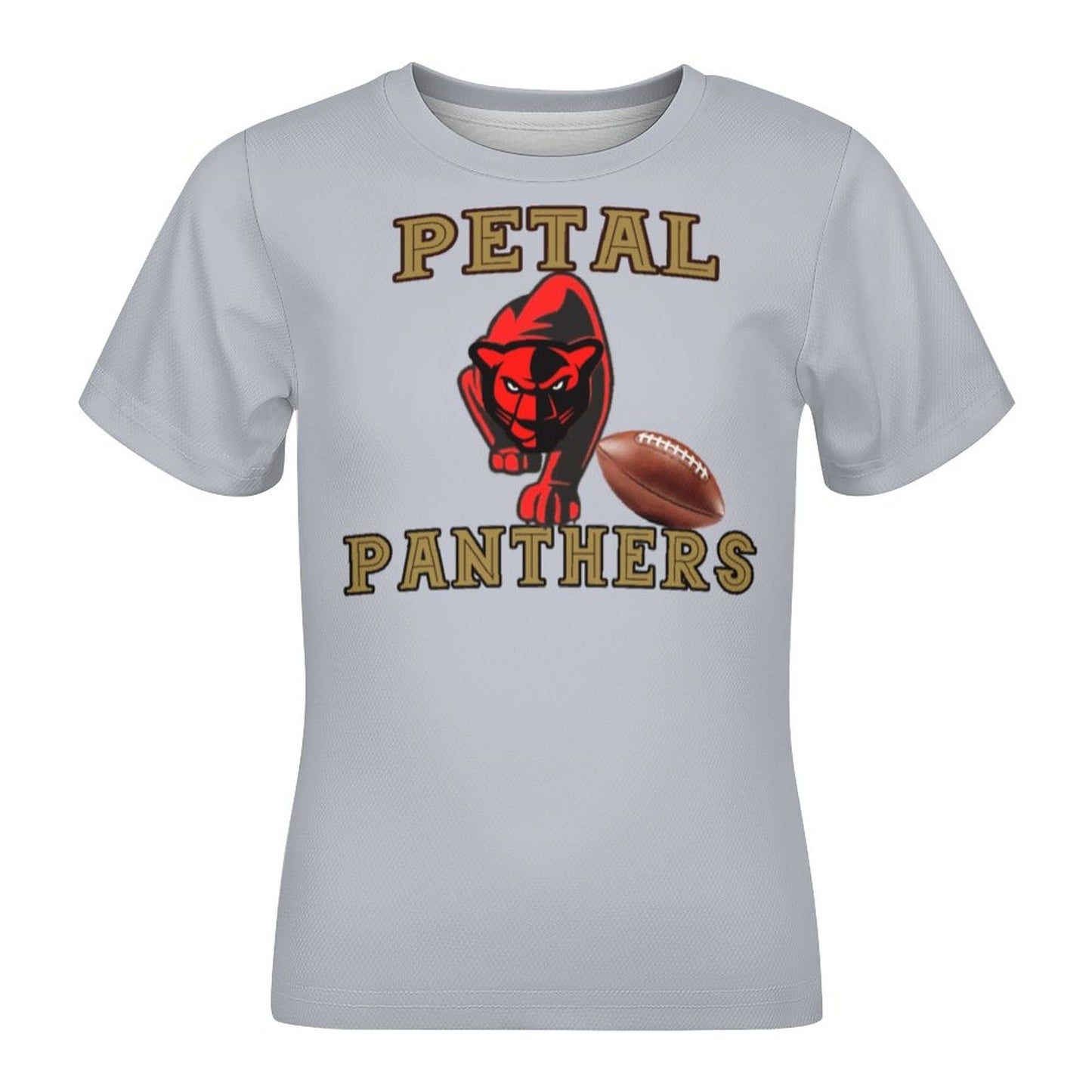 Petal Panther Football Short Sleeve Kid's T-Shirt -Gray