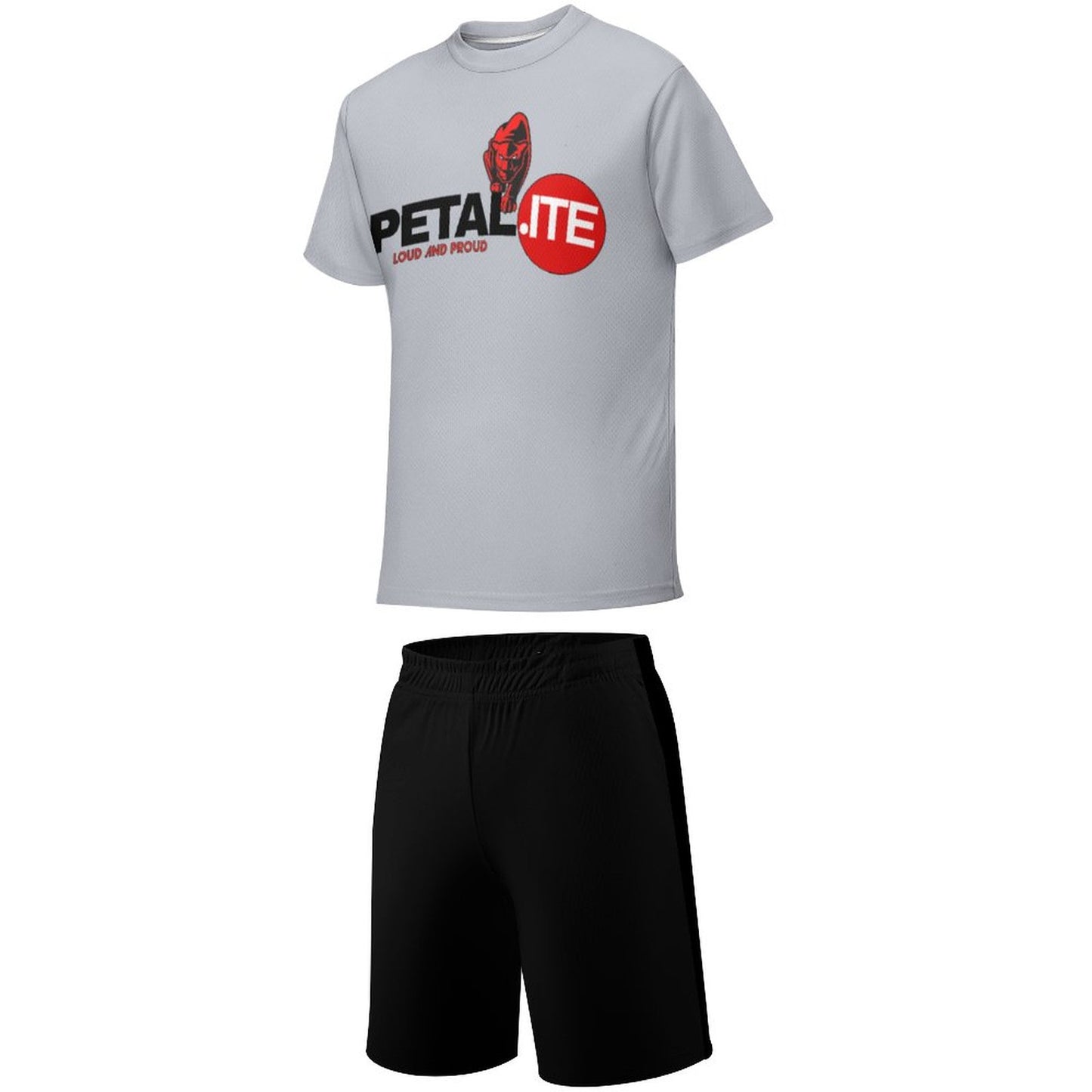 Petalite T-shirt Shorts Set -Gray and Black