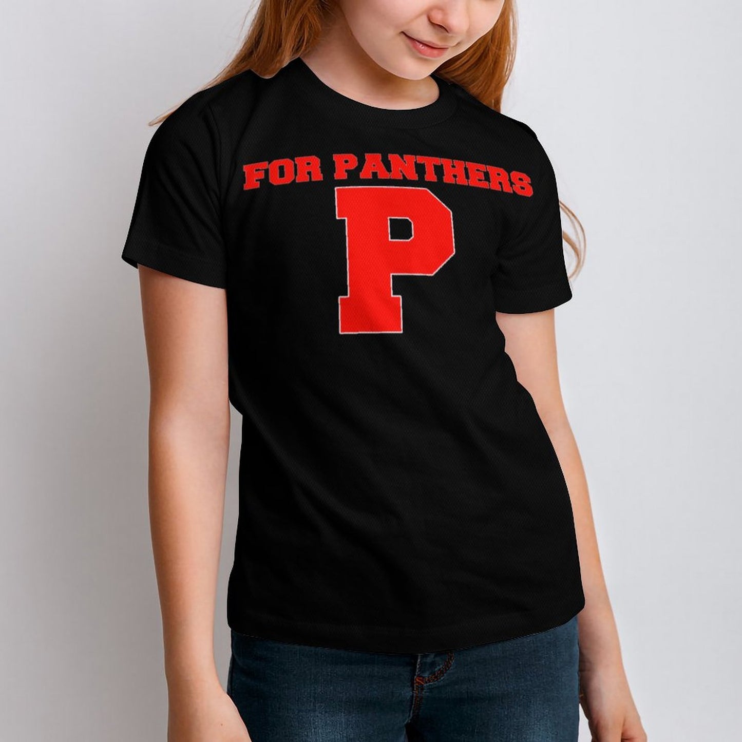 Petal P For Panthers Black Short Sleeve Kid's T-Shirt