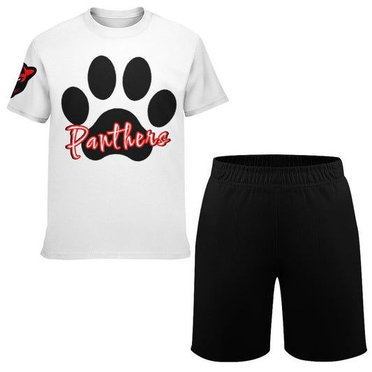 Petal Panther Paw Print T-shirt Shorts Set -White