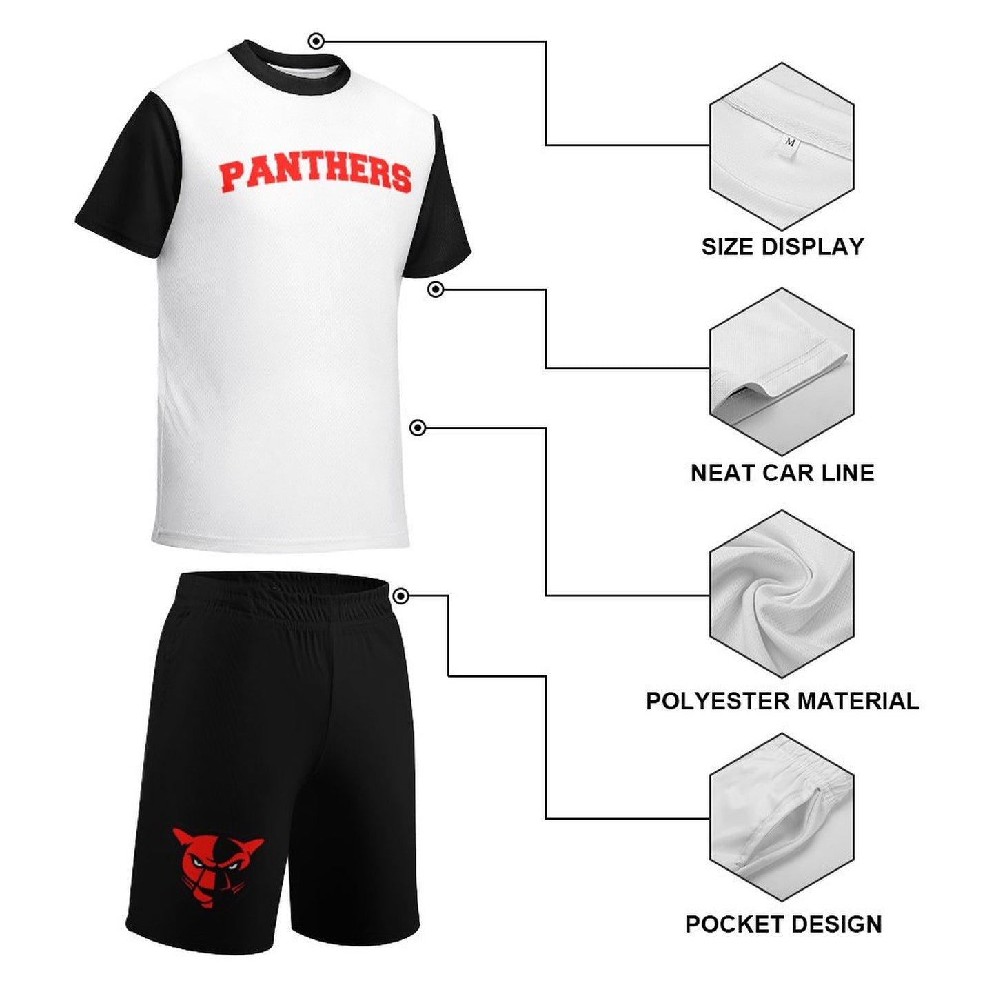 Petal Panther white and black T-shirt Shorts Set