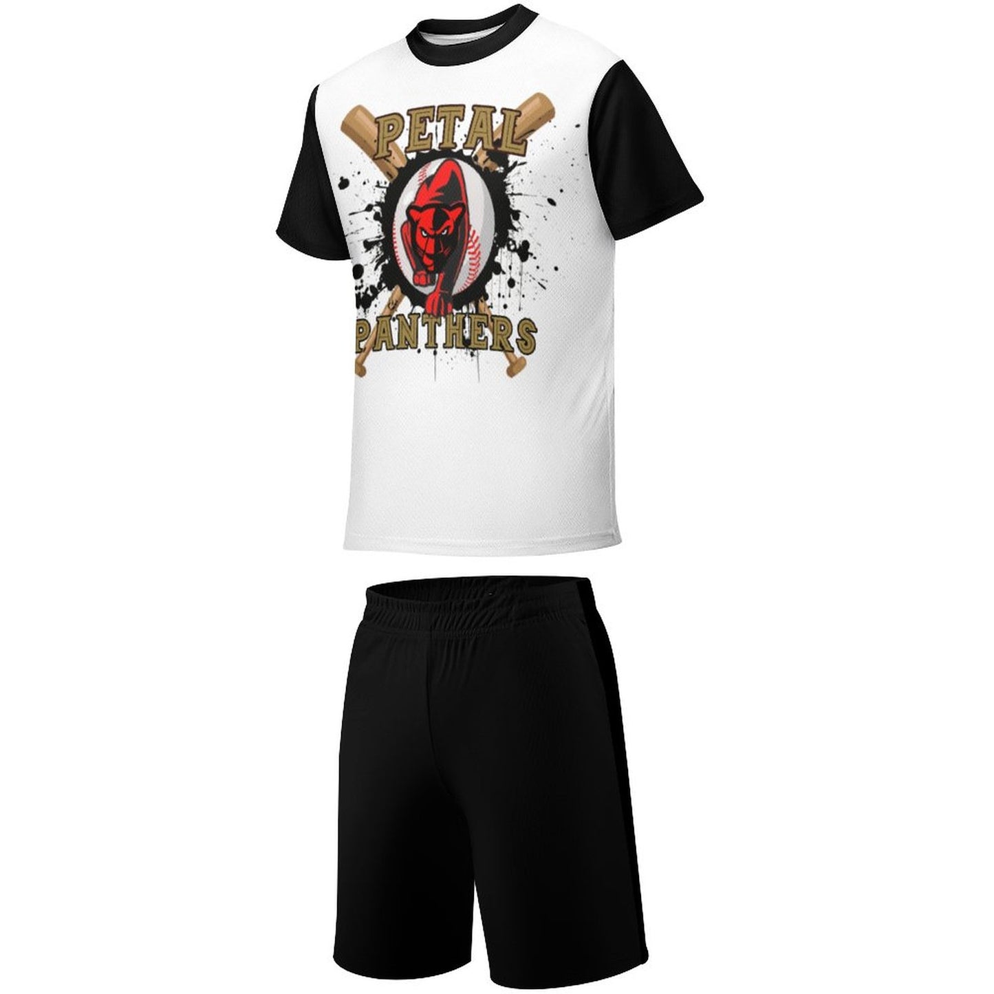 Petal Panther Baseball black and white T-shirt Shorts Set