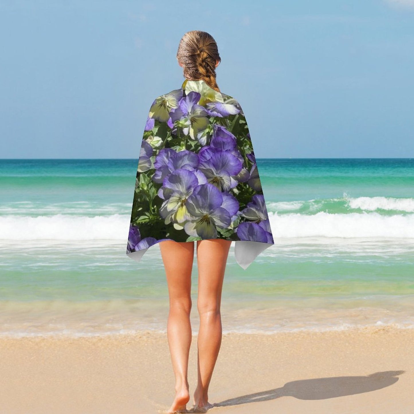 Viola Pansy Beach Towel