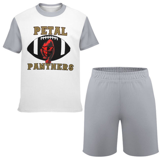 Petal Panther Black Football T-shirt Shorts Set