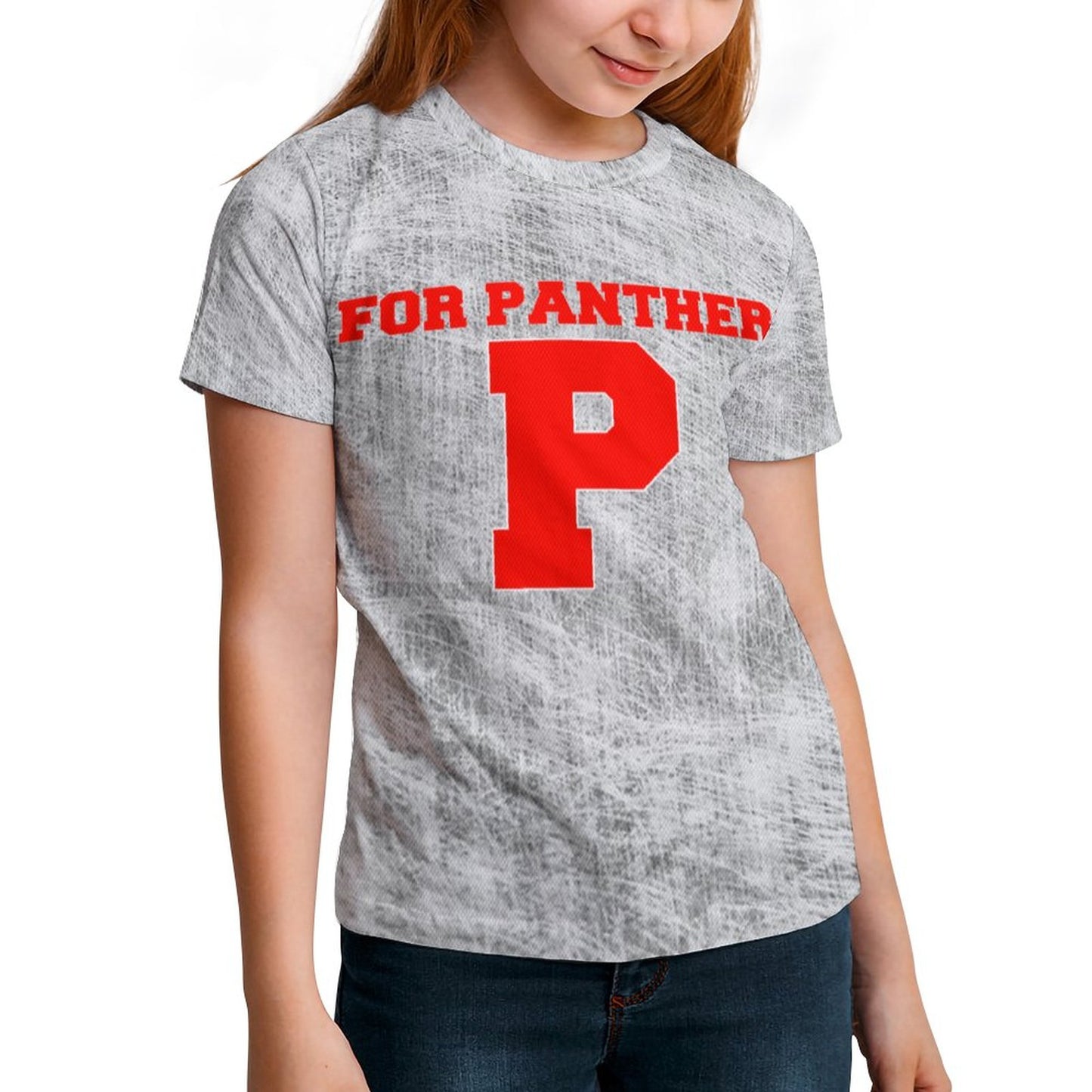 Petal P For Panthers Distressed Gray Short Sleeve Kid's T-Shirt