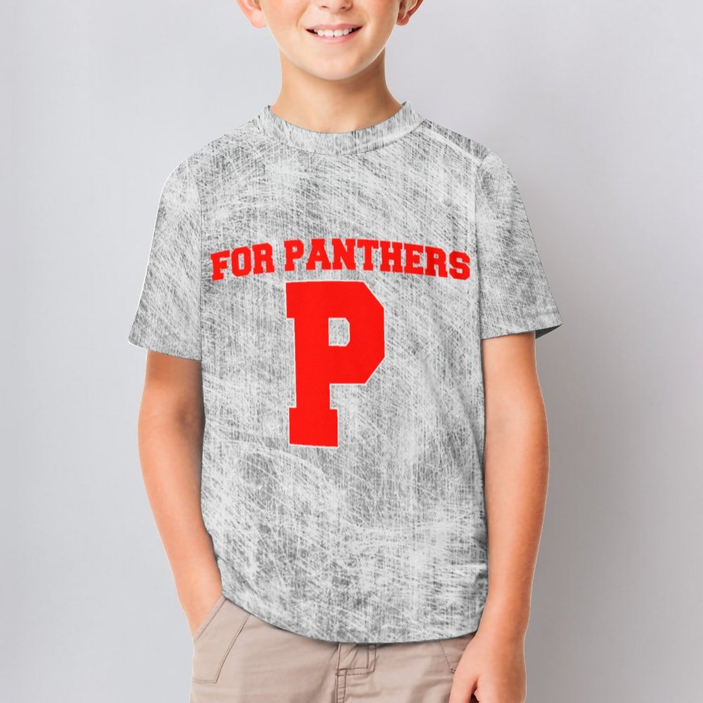 Petal P For Panthers Distressed Gray Short Sleeve Kid's T-Shirt