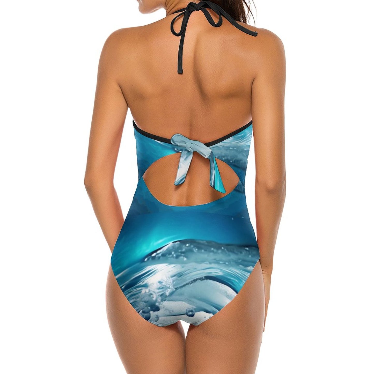 Azure Wave Women's Halter One-Piece Swimsuits