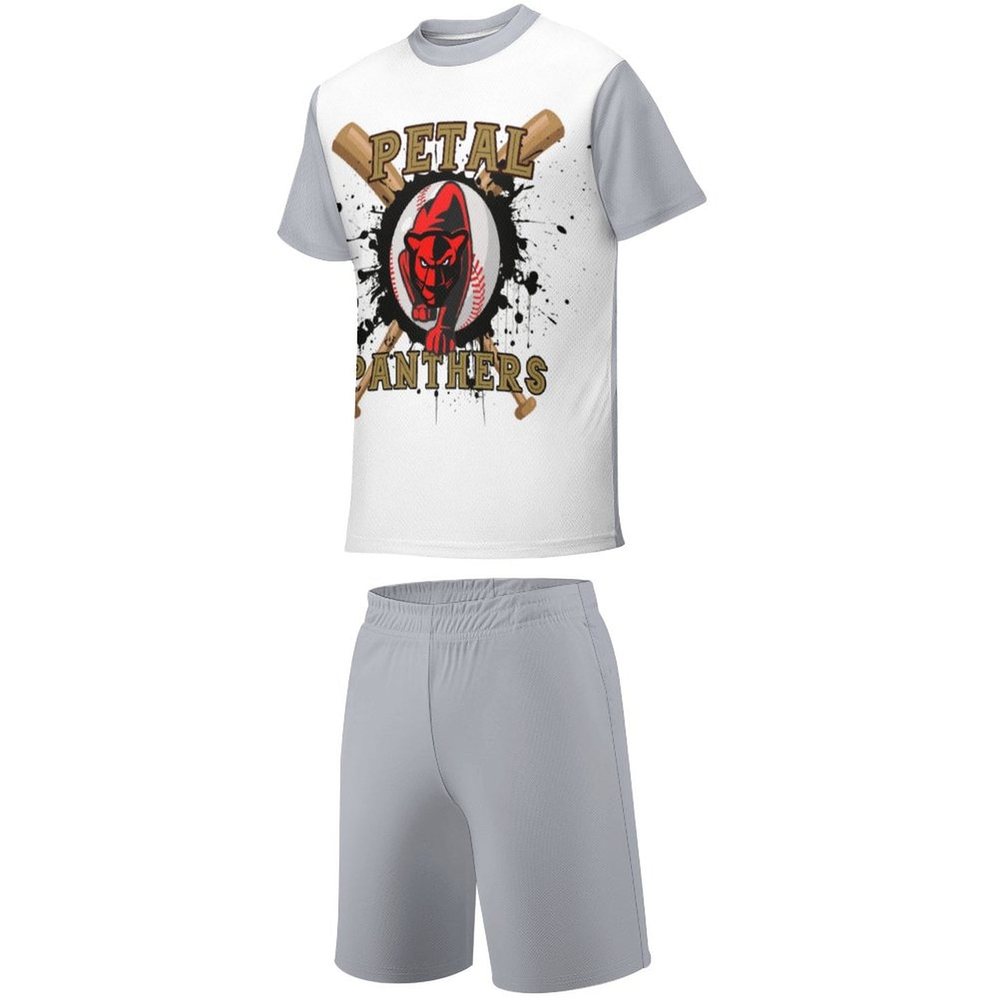 Petal Panther Baseball Gray T-shirt Shorts Set