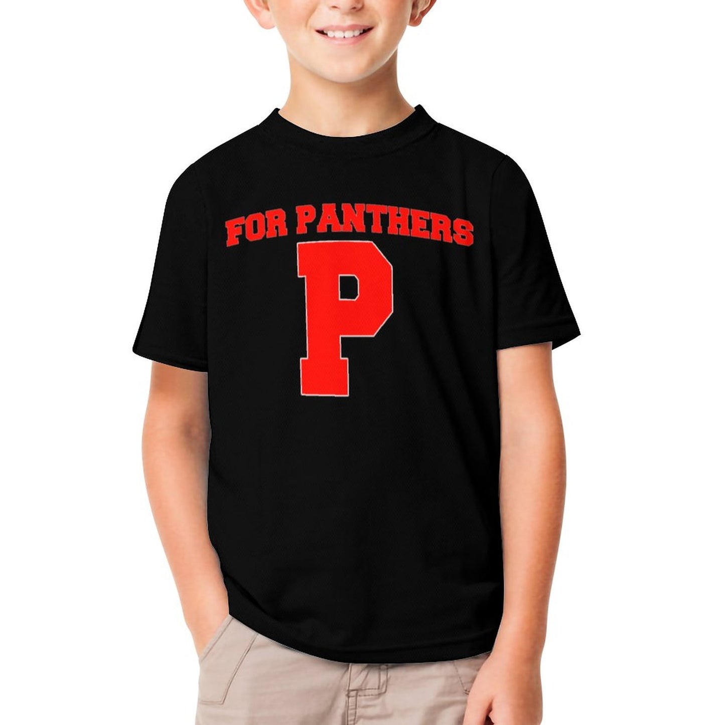 Petal P For Panthers Black Short Sleeve Kid's T-Shirt