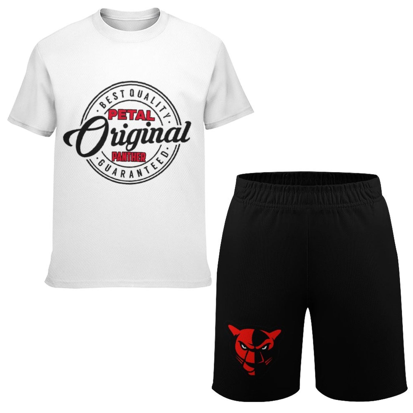 Petal Panther Original Logo White T-shirt  and Black Shorts Set