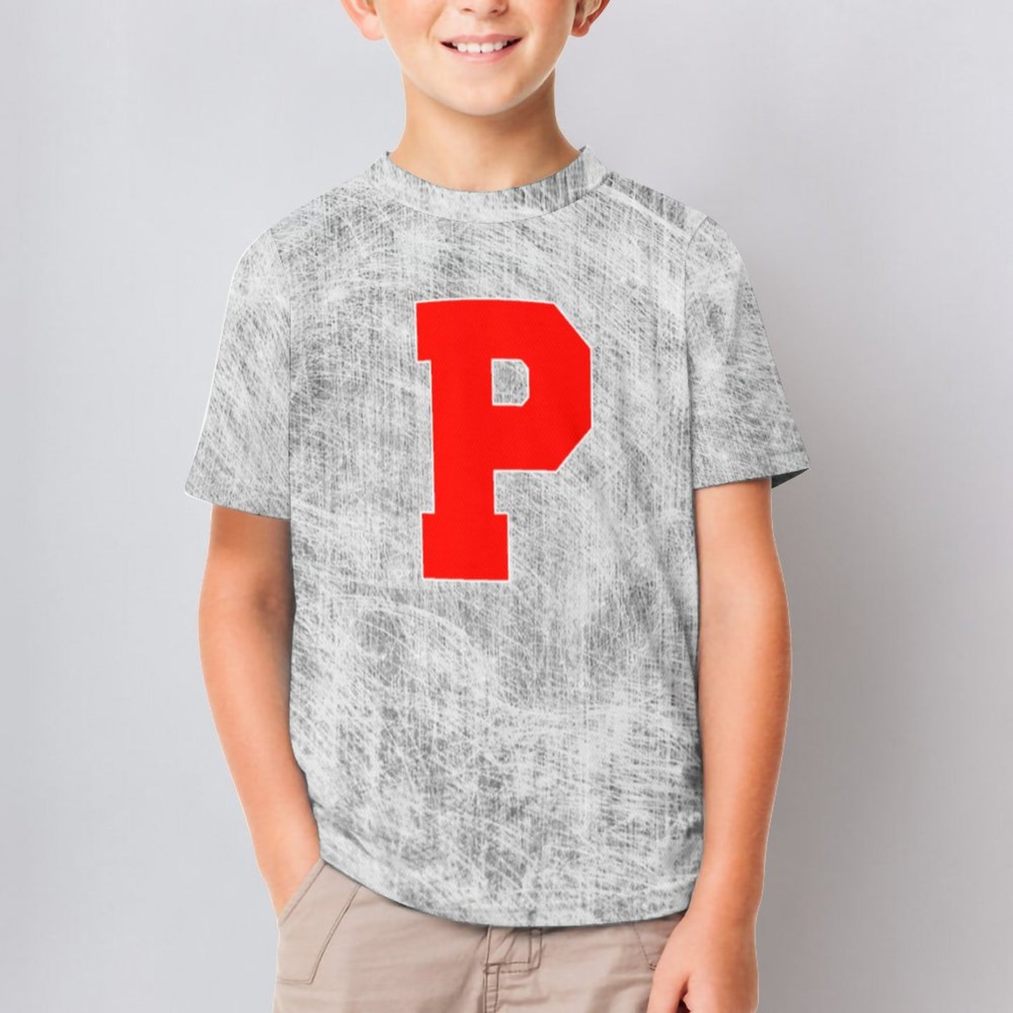 Petal P Distressed Gray Short Sleeve Kid's