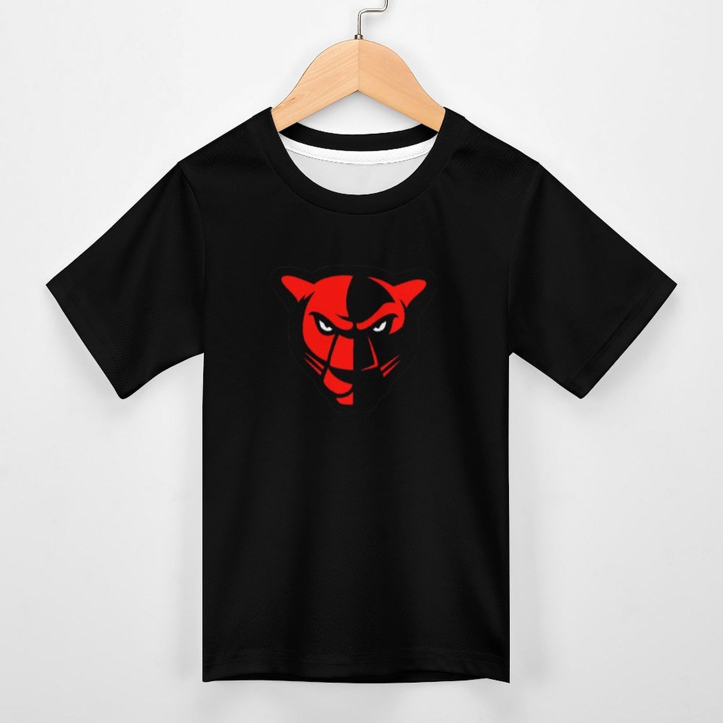 Petal Panther Head Black Short Sleeve Kid's T-Shirt