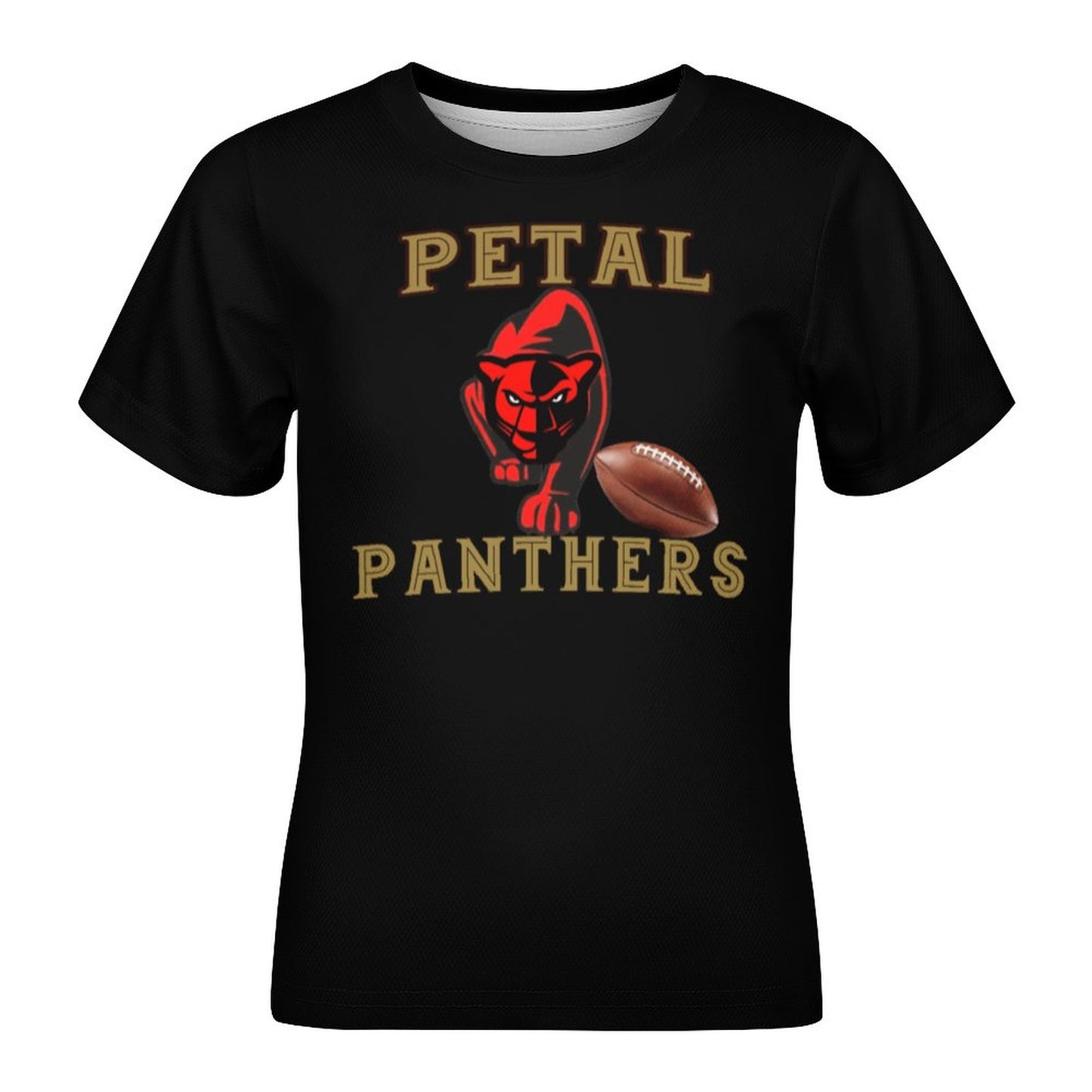 Petal Panther Football Short Sleeve Kid's T-Shirt-Black