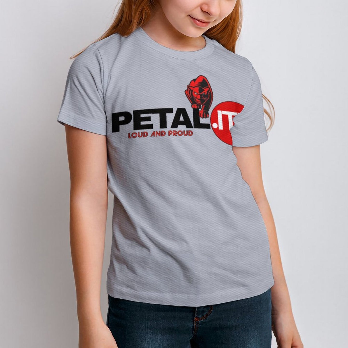 Petalite Short Sleeve Kid's T-Shirt-Gray - Unisex