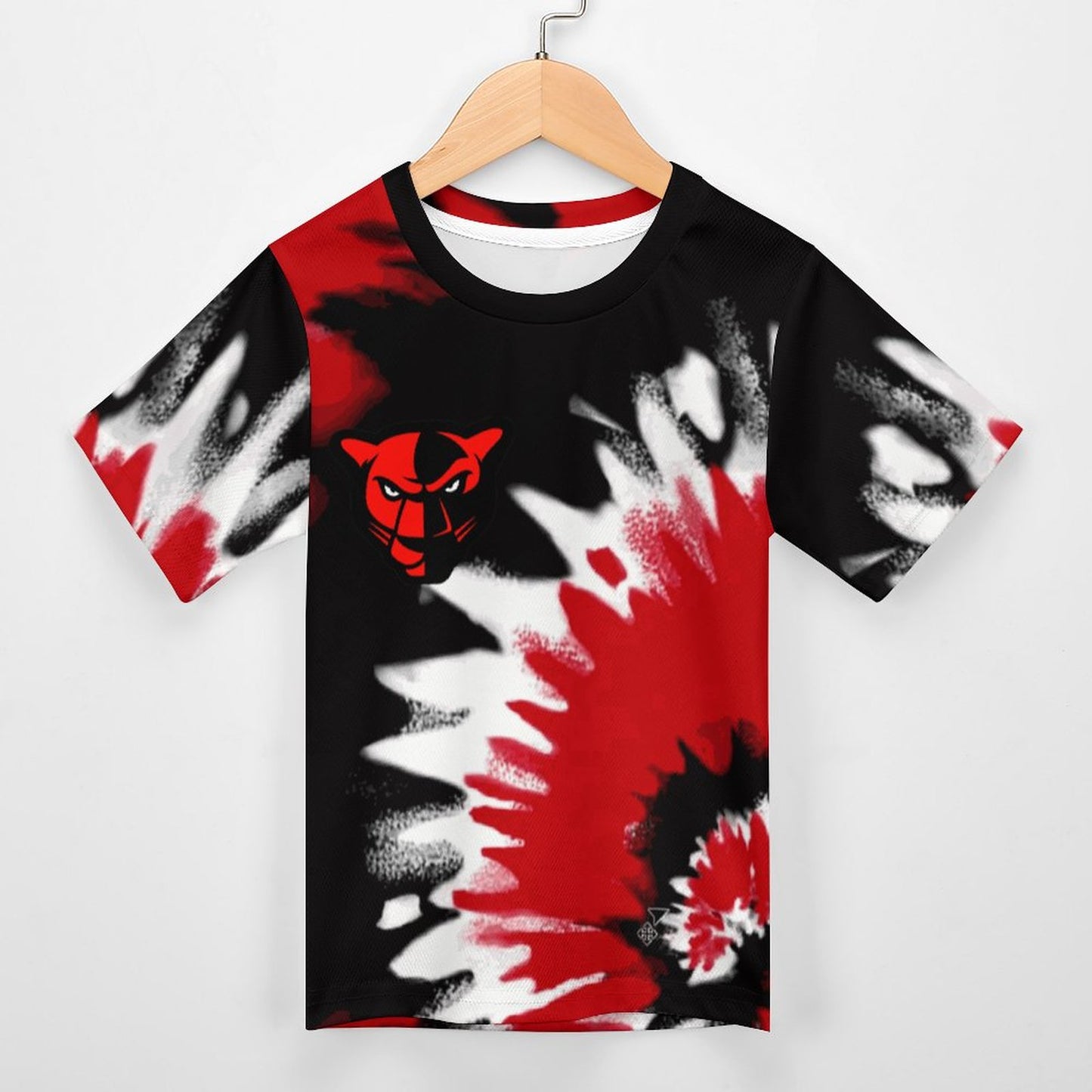 Petal Panther Head Tie Dyed Short Sleeve Kid's T-Shirt