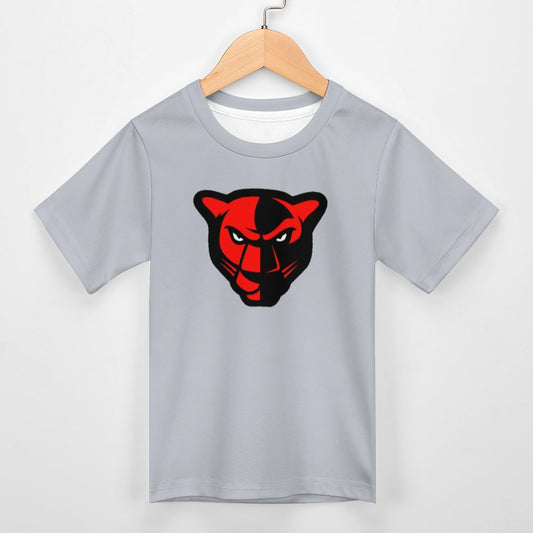 Petal Panther Head Gray Short Sleeve Kid's T-Shirt