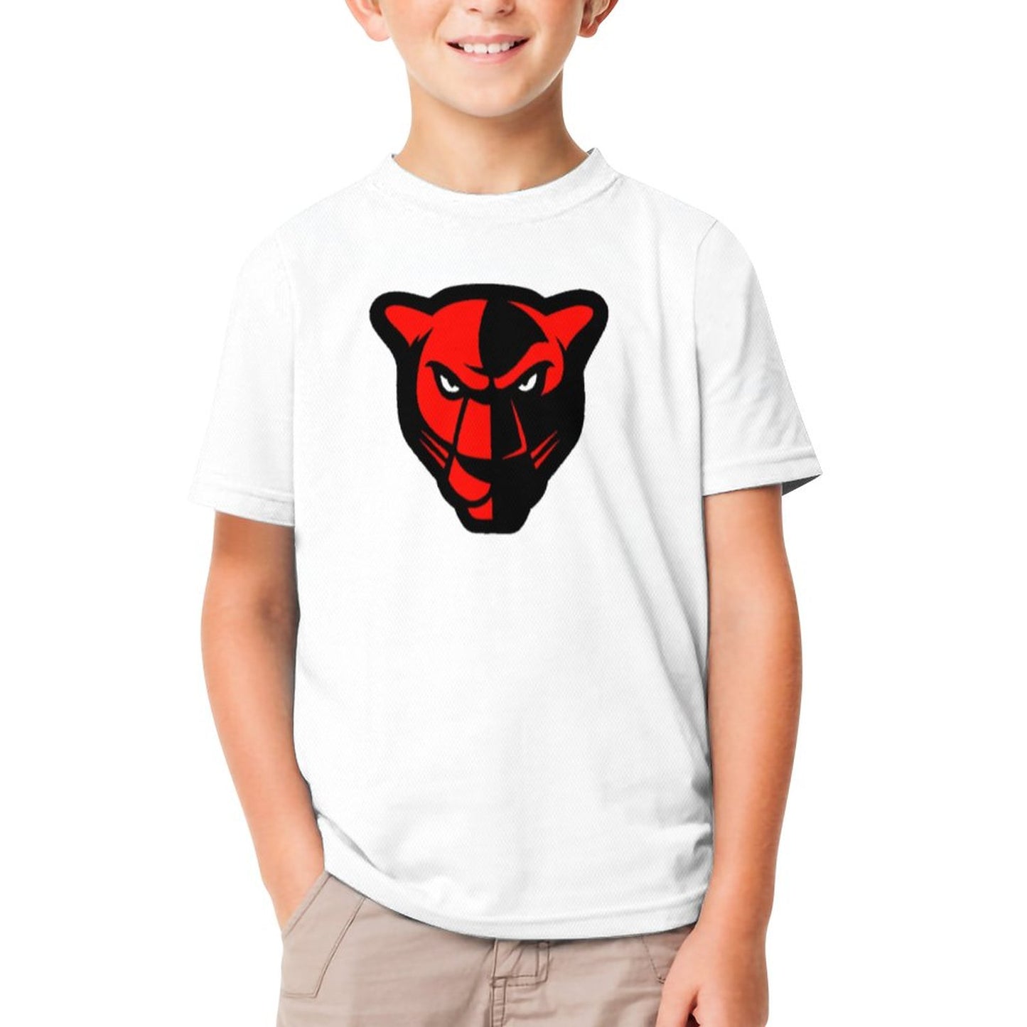 Petal Panther Head White Short Sleeve Kid's T-Shirt