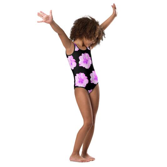 Pink Persica Rose All-Over Print Kids Swimsuit