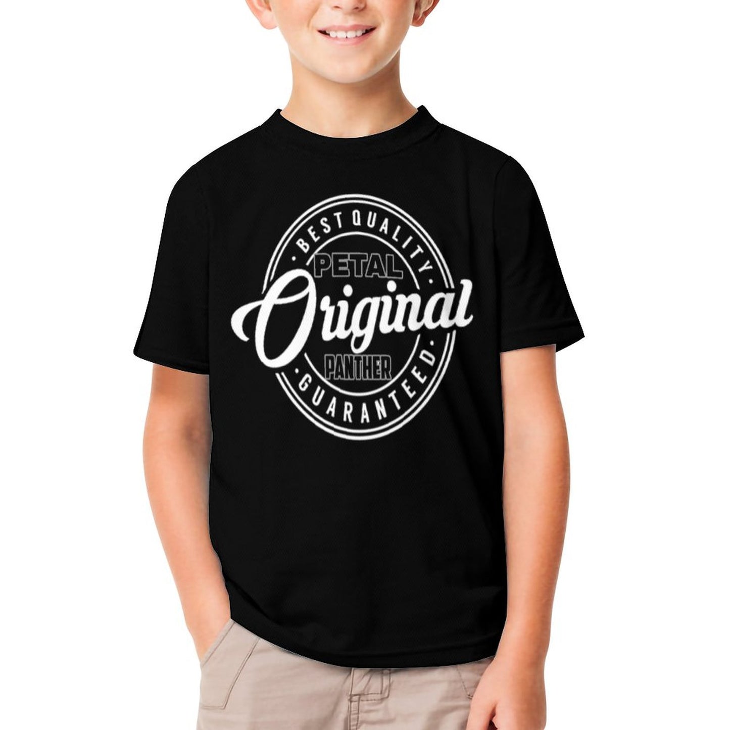 Petal Panther Original Logo Black Short Sleeve Kid's T-Shirt