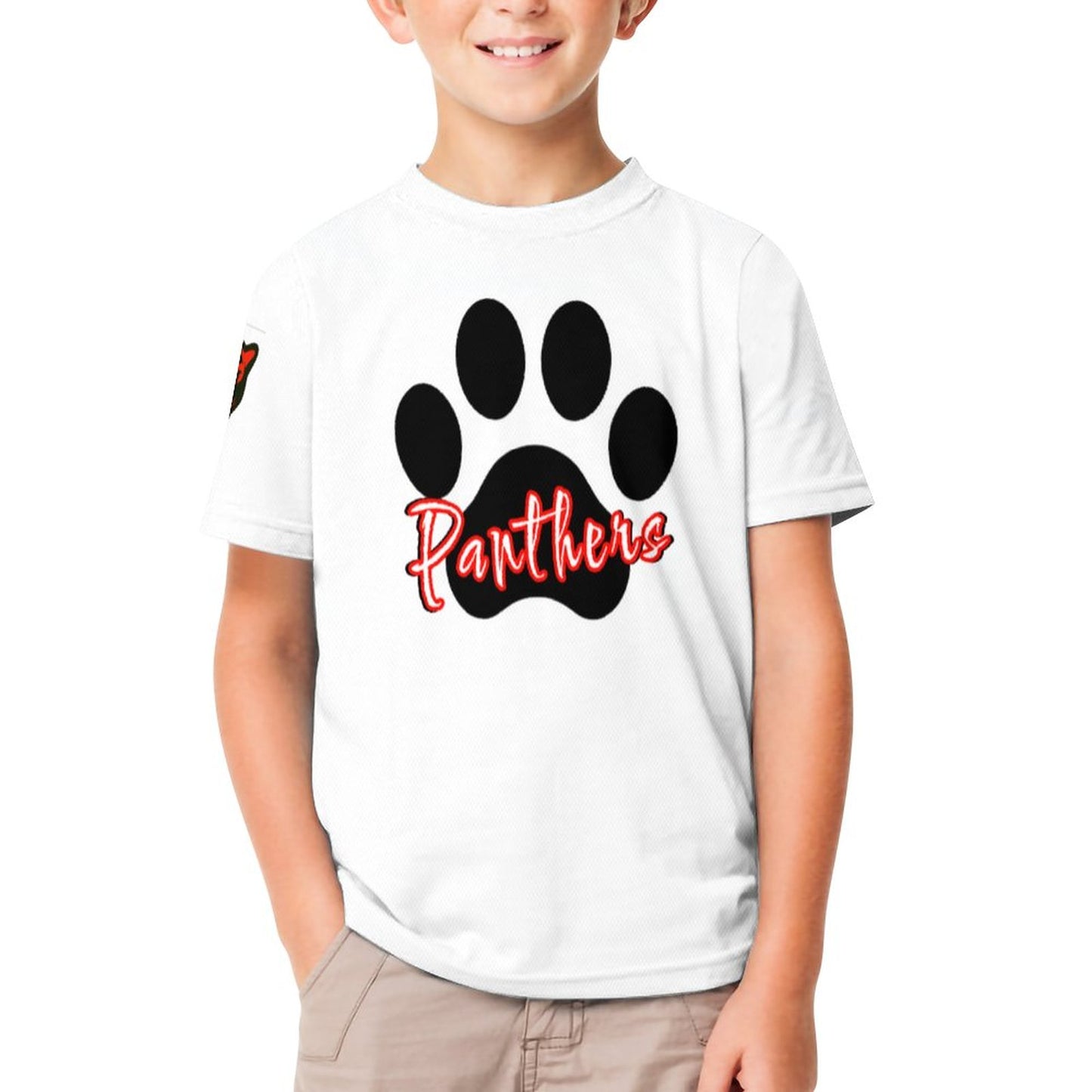 Petal Panther Paw Short Sleeve Kid's T-Shirt - White