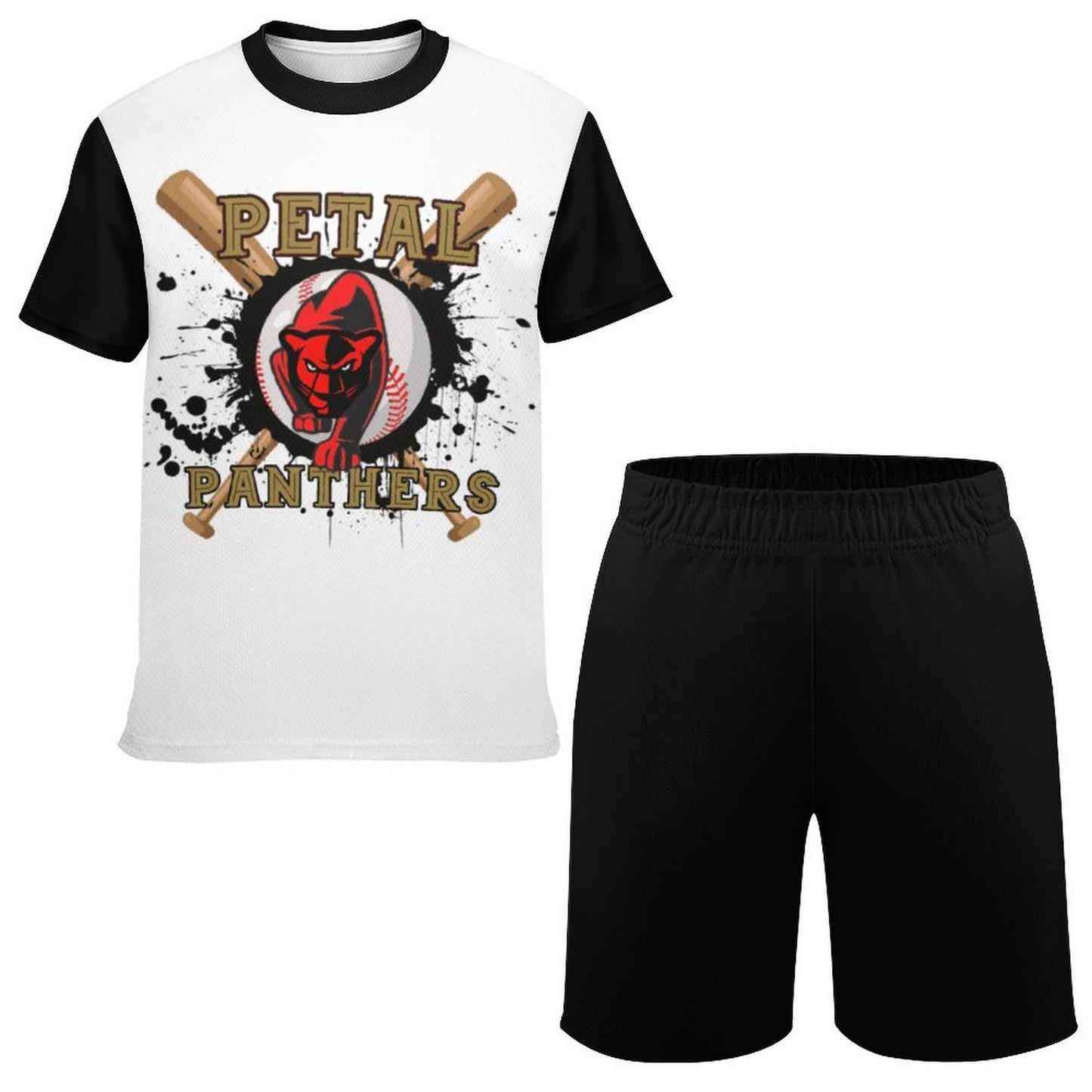 Petal Panther Baseball black and white T-shirt Shorts Set