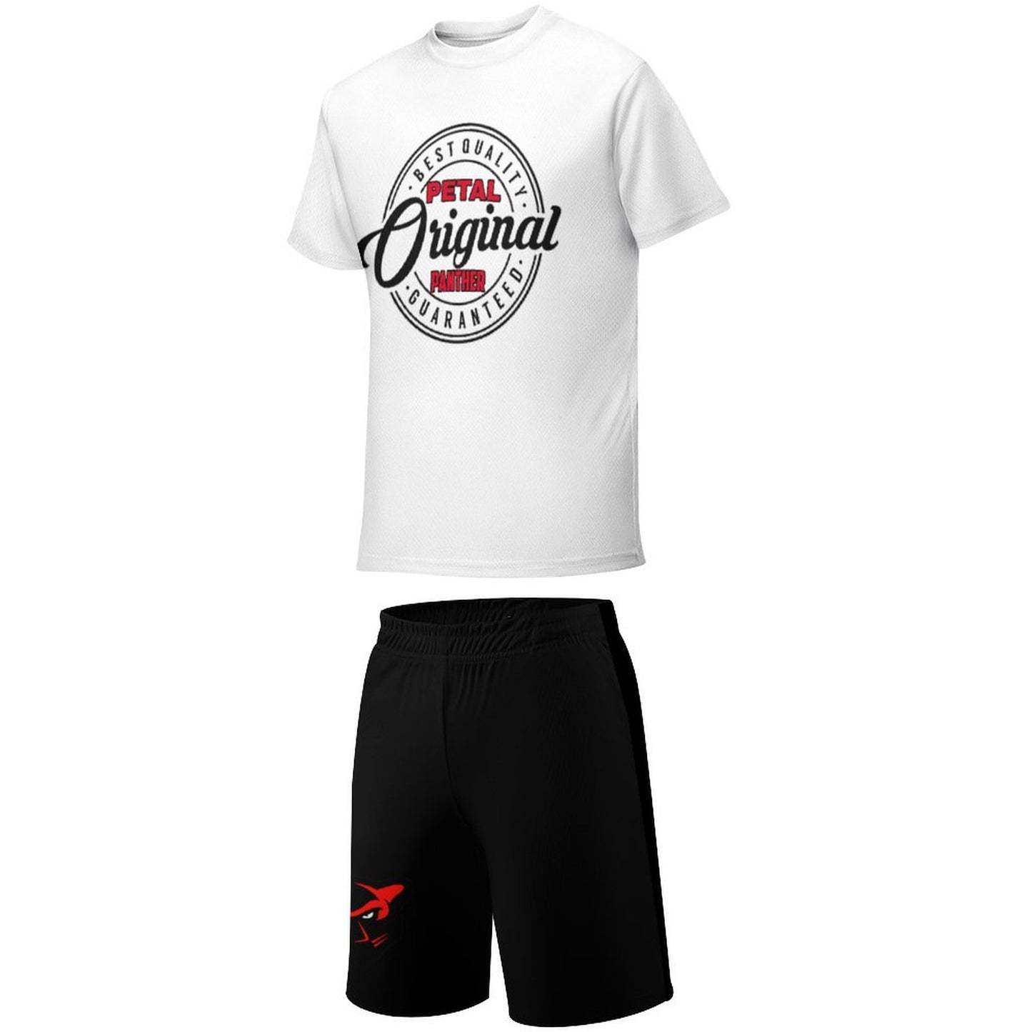 Petal Panther Original Logo White T-shirt  and Black Shorts Set