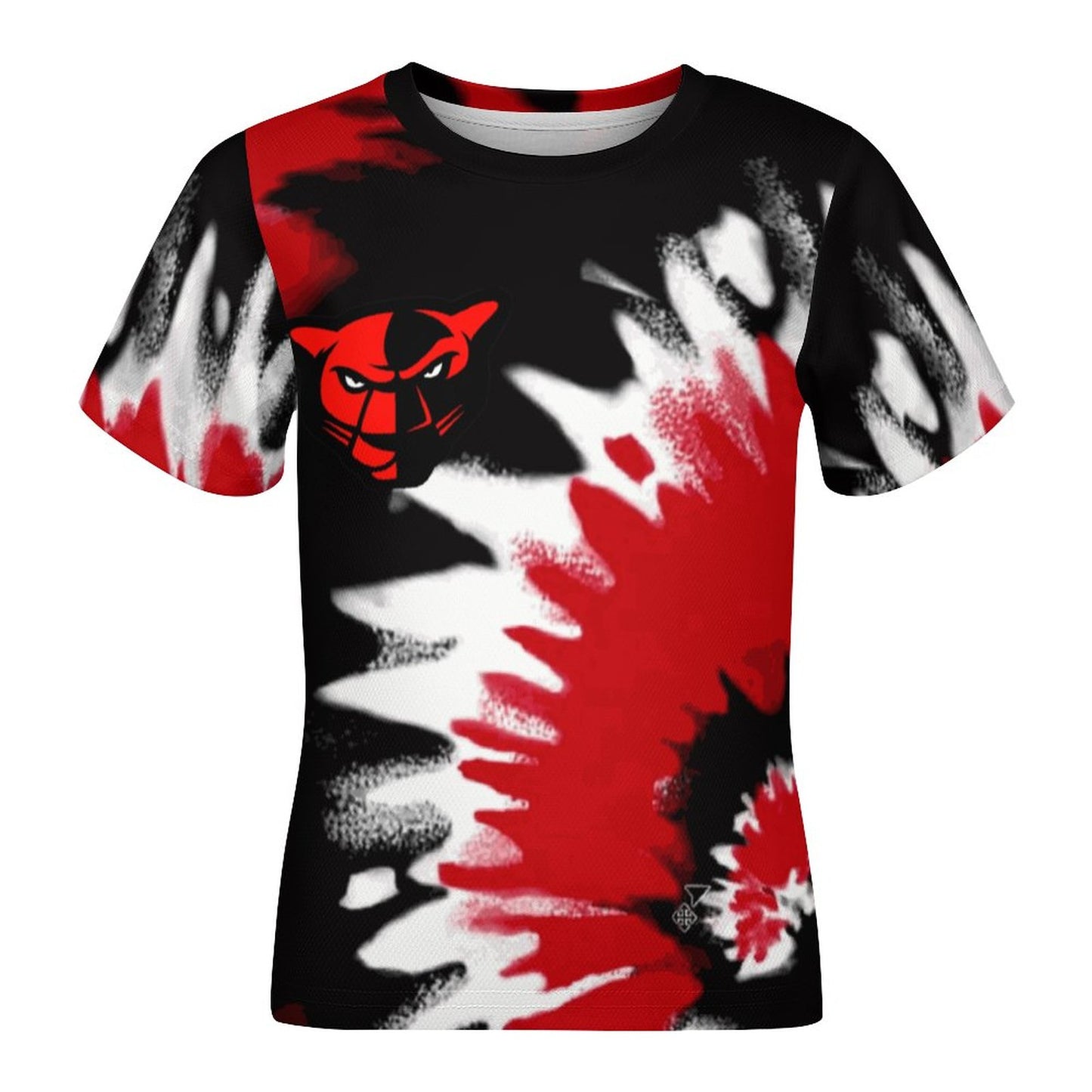 Petal Panther Head Tie Dyed Short Sleeve Kid's T-Shirt