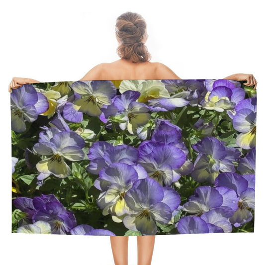 Viola Pansy Beach Towel