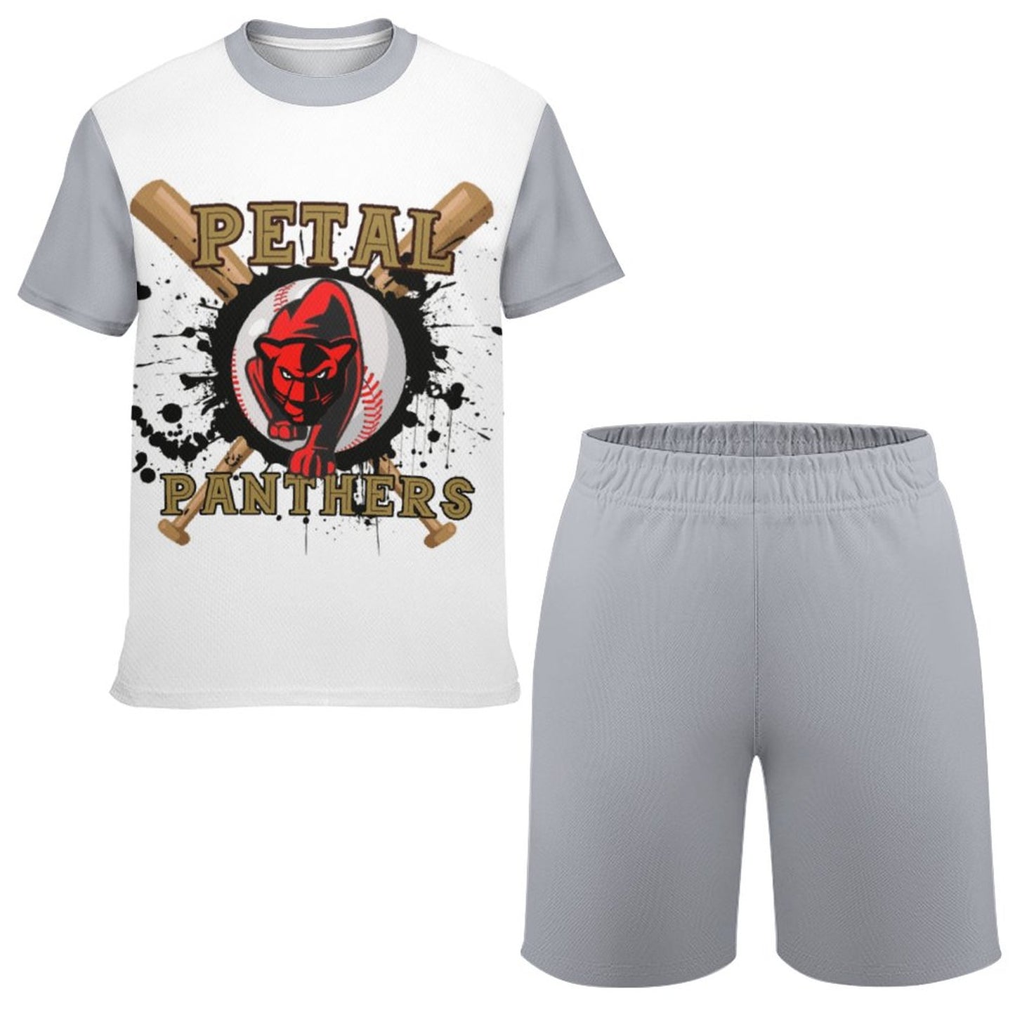 Petal Panther Baseball Gray T-shirt Shorts Set