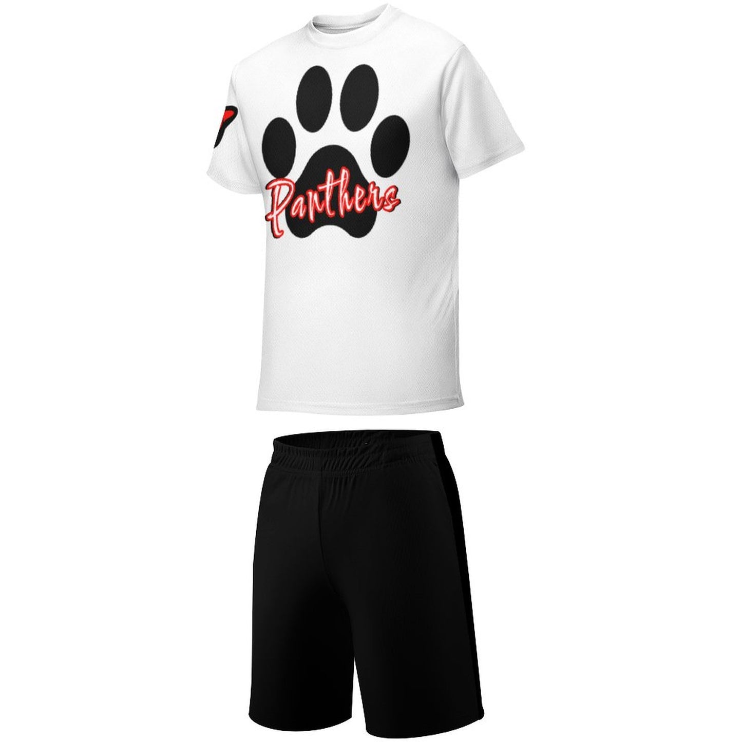 Petal Panther Paw Print T-shirt Shorts Set -White