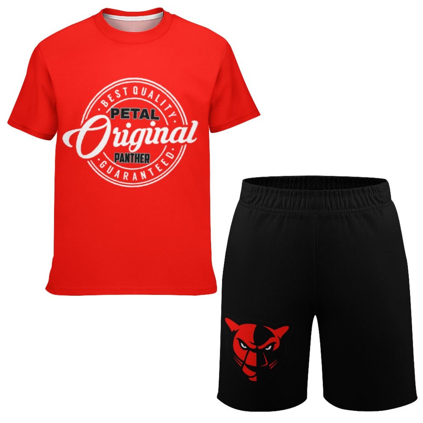 Petal Panther Original logo Red T-shirt and Black Shorts Set