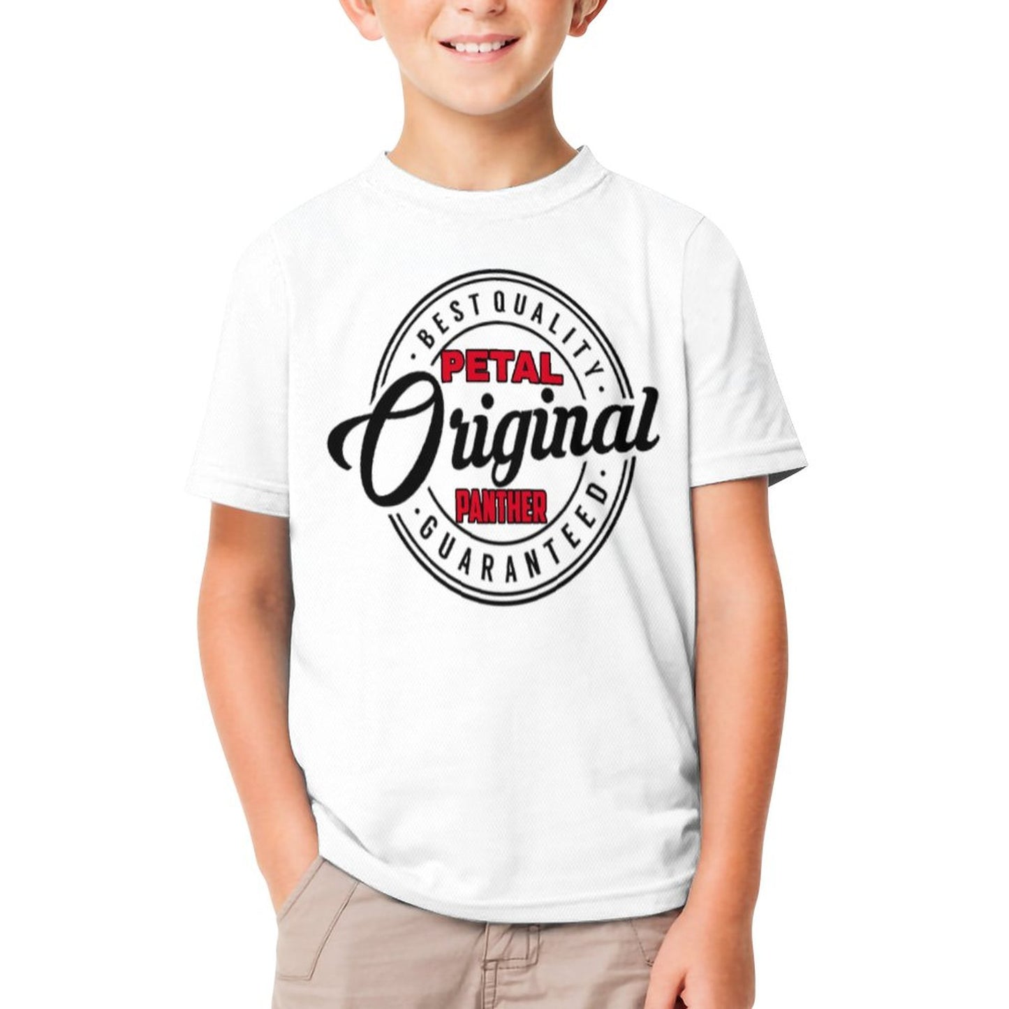 Petal Panther Original Logo White Short Sleeve Kid's T-Shirt