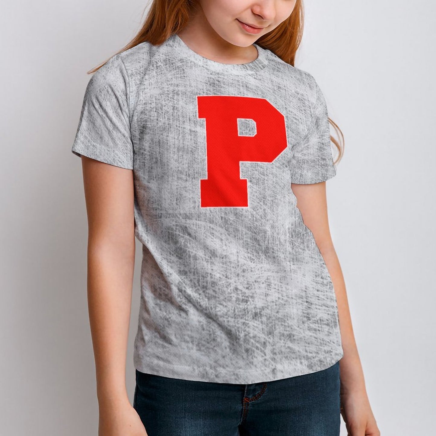 Petal P Distressed Gray Short Sleeve Kid's