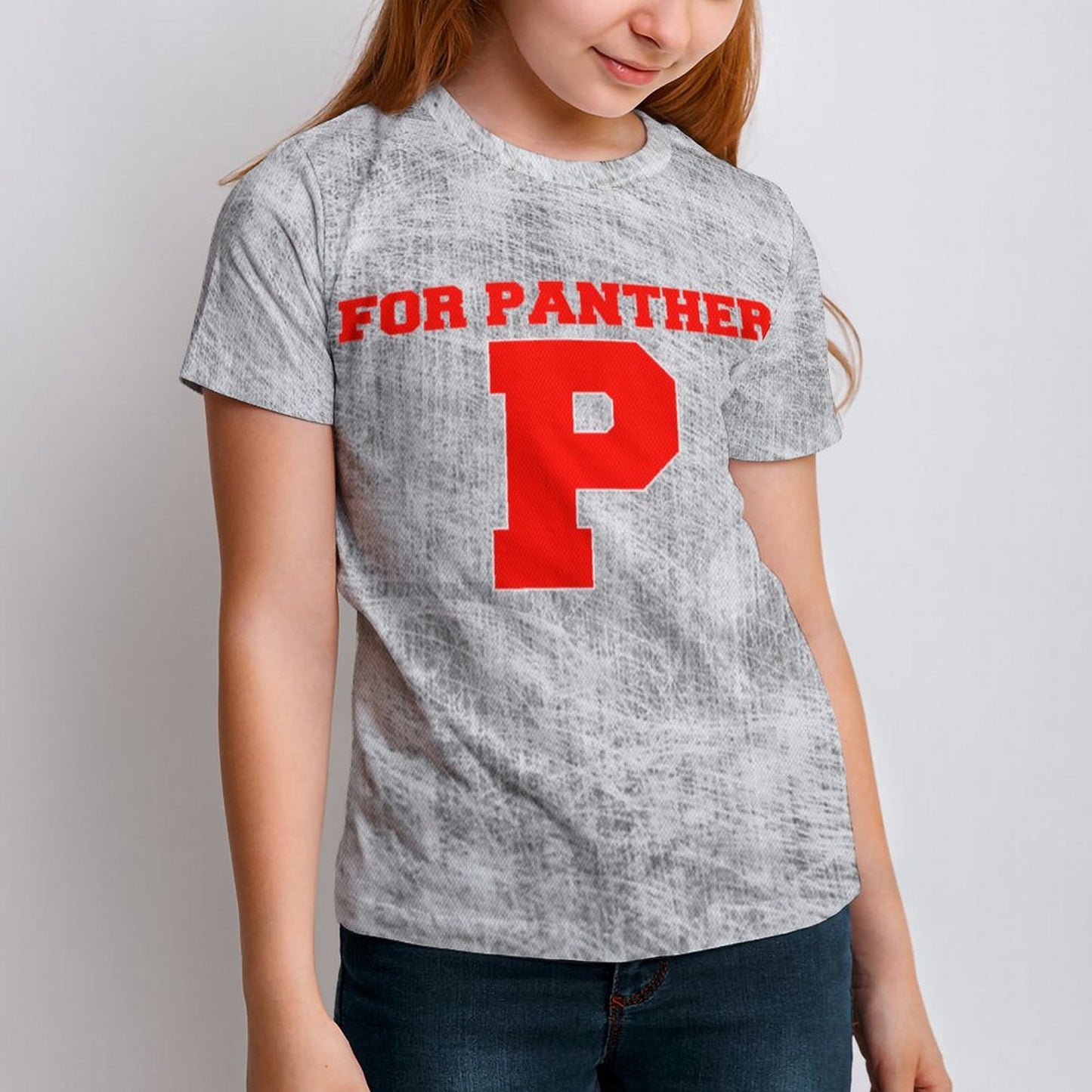 Petal P For Panthers Distressed Gray Short Sleeve Kid's T-Shirt