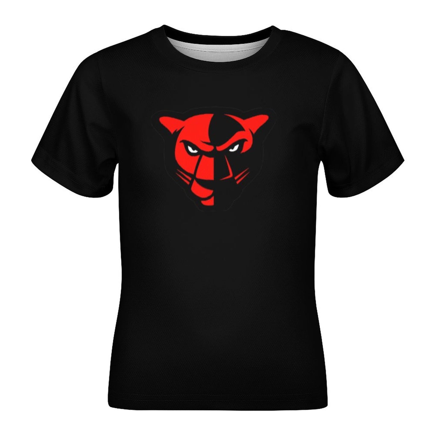 Petal Panther Head Black Short Sleeve Kid's T-Shirt