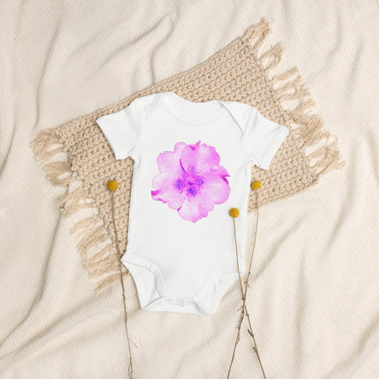 Pink Perscia Rose Organic cotton baby bodysuit